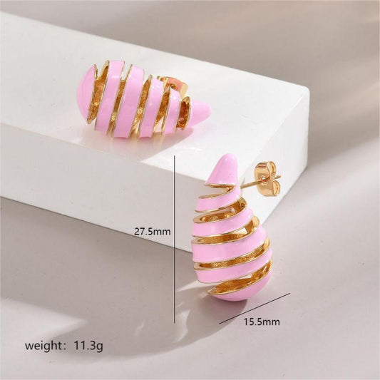 1 Pair Simple Style Water Droplets Enamel Plating Copper 18k Gold Plated Ear Studs