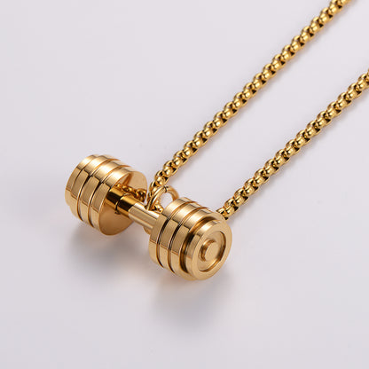 Casual Barbell Stainless Steel 18k Gold Plated Unisex Pendant Necklace