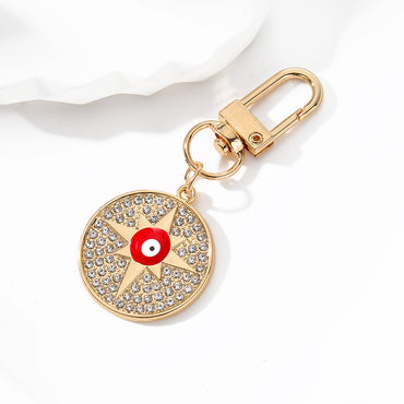 Vintage Style Simple Style Classic Style Round Devil's Eye Palm Alloy Inlay Rhinestones Bag Pendant Keychain