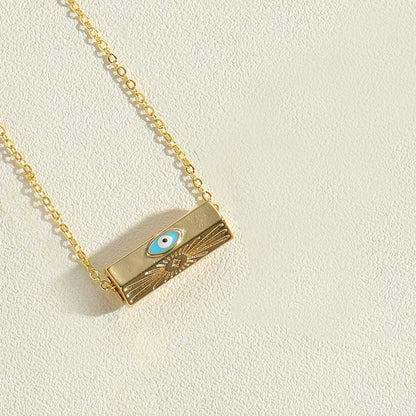 Vintage Style Simple Style Devil's Eye Copper Enamel Zircon 14k Gold Plated Pendant Necklace