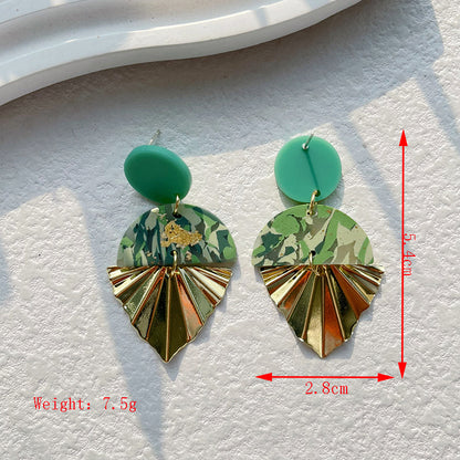 1 Pair Casual Simple Style Classic Style Color Block Handmade Plating Inlay Soft Clay Copper Artificial Gemstones 14k Gold Plated Drop Earrings