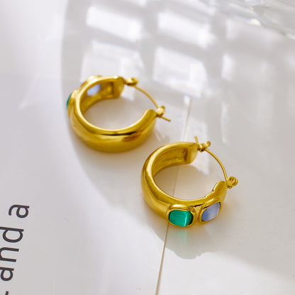 1 Pair Retro Simple Style Geometric Plating Titanium Steel 18k Gold Plated Earrings