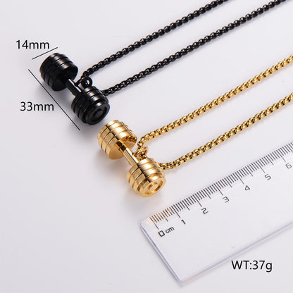 Casual Barbell Stainless Steel 18k Gold Plated Unisex Pendant Necklace