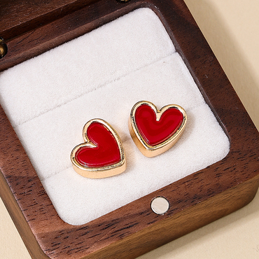 1 Pair Casual Sweet Simple Style Heart Shape Plating Alloy Ear Studs