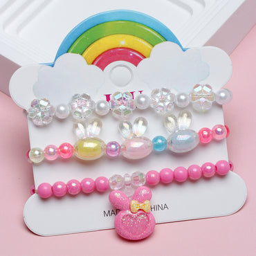 Princess Cute Sweet Bunny Ears Arylic Plastic Resin Beaded Girl's Bracelets