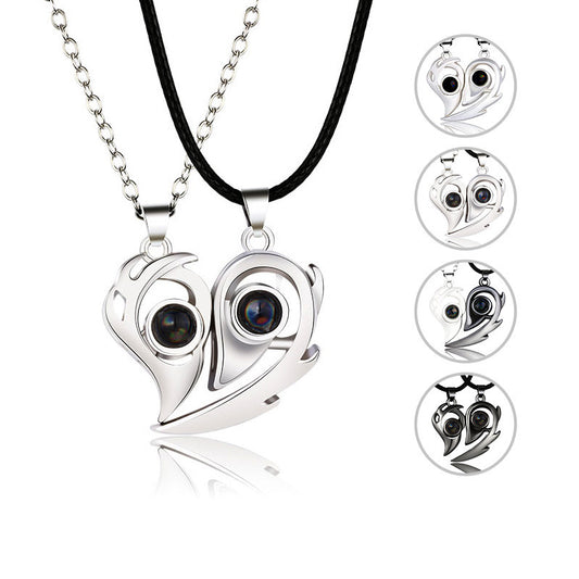 Ig Style Heart Shape Alloy Magnet Valentine's Day Couple Pendant Necklace