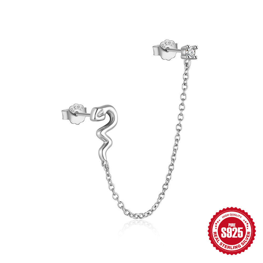 1 Piece Elegant Geometric Solid Color Tassel Plating Chain Sterling Silver Drop Earrings