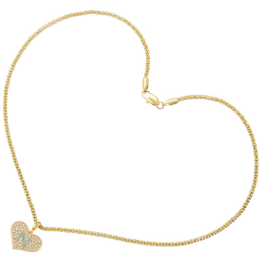 Elegant Simple Style Heart Shape Copper Zircon 18k Gold Plated Pendant Necklace
