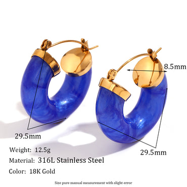 1 Pair Vintage Style Simple Style Classic Style Color Block Plating Stainless Steel 18k Gold Plated Ear Studs