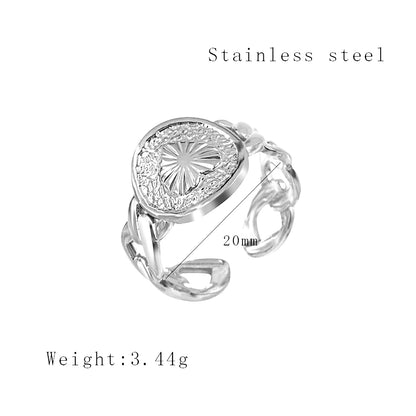 Simple Style Heart Shape Stainless Steel Plating 18k Gold Plated Open Rings