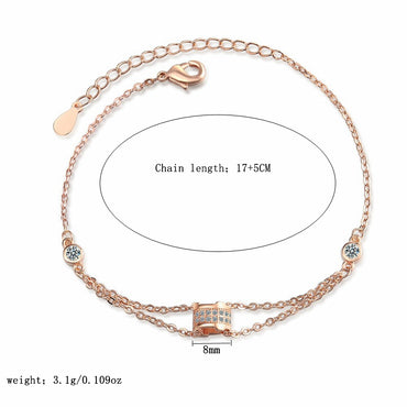 Ig Style Solid Color Sterling Silver Plating Inlay Zircon Rose Gold Plated Gold Plated Bracelets