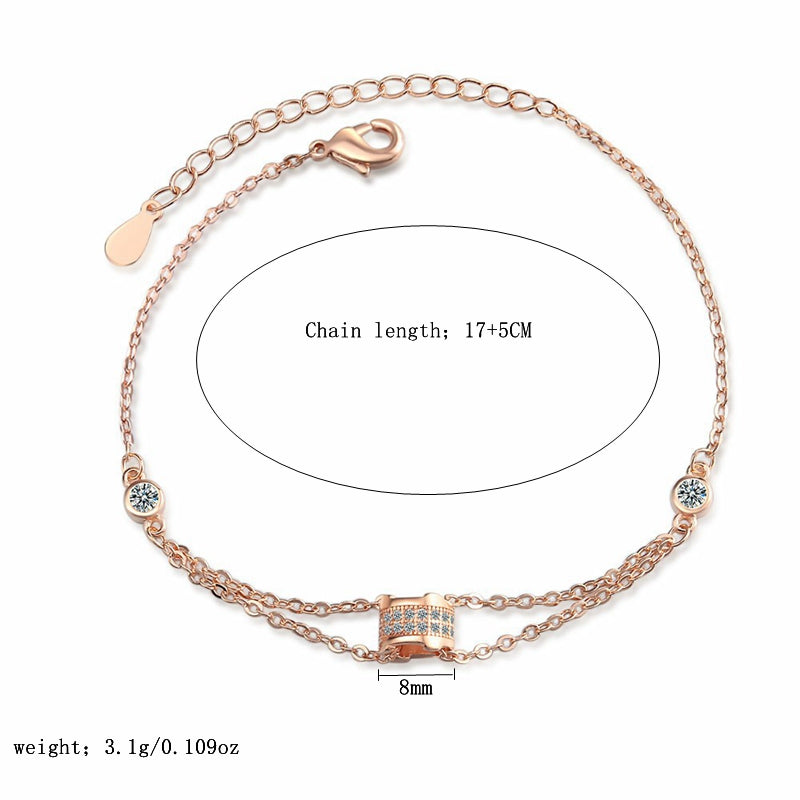 Ig Style Solid Color Sterling Silver Plating Inlay Zircon Rose Gold Plated Gold Plated Bracelets