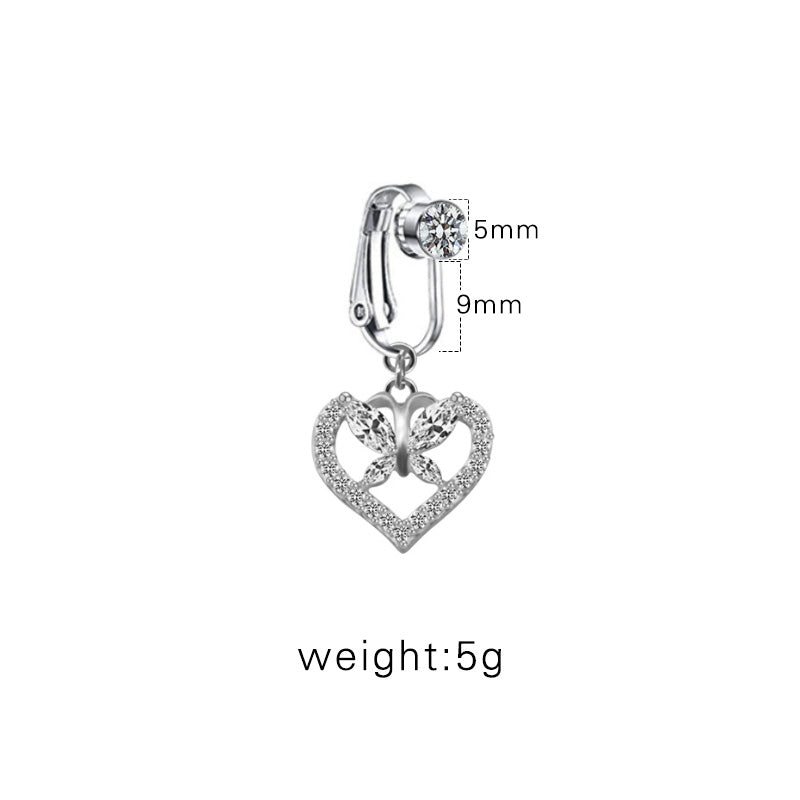 Casual Shiny Star Moon Heart Shape Stainless Steel Alloy White Gold Plated Gold Plated Rhinestones Glass Belly Ring In Bulk