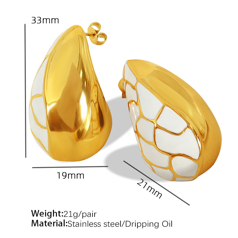 1 Pair Elegant Vintage Style Water Droplets Plating Titanium Steel 18k Gold Plated Ear Studs