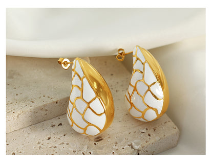 1 Pair Elegant Vintage Style Water Droplets Plating Titanium Steel 18k Gold Plated Ear Studs