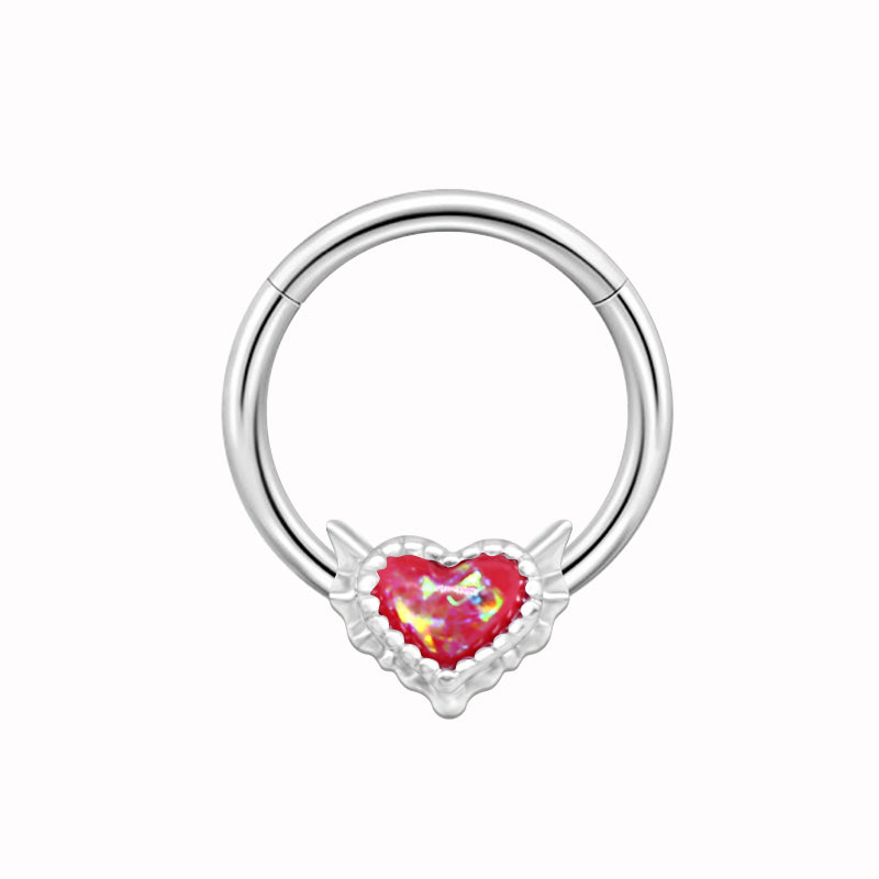 1 Piece Nose Rings & Studs Cute Sweet Heart Shape Stainless Steel Plating Inlay Opal Nose Ring