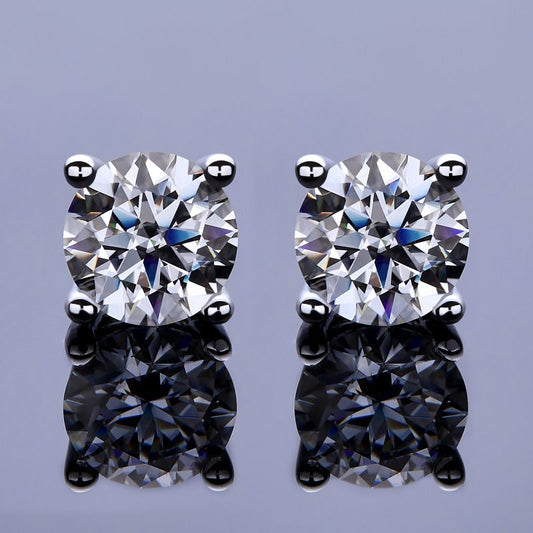 Simple Style Geometric Sterling Silver Gra Plating Inlay Moissanite Silver Plated Ear Studs