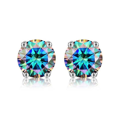 Simple Style Geometric Sterling Silver Gra Plating Inlay Moissanite Silver Plated Ear Studs