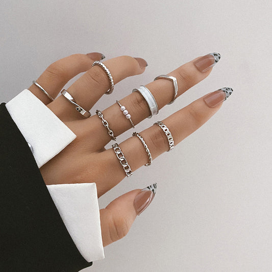 Elegant Hip-hop Geometric Alloy Silver Plated Women's Open Rings Rings