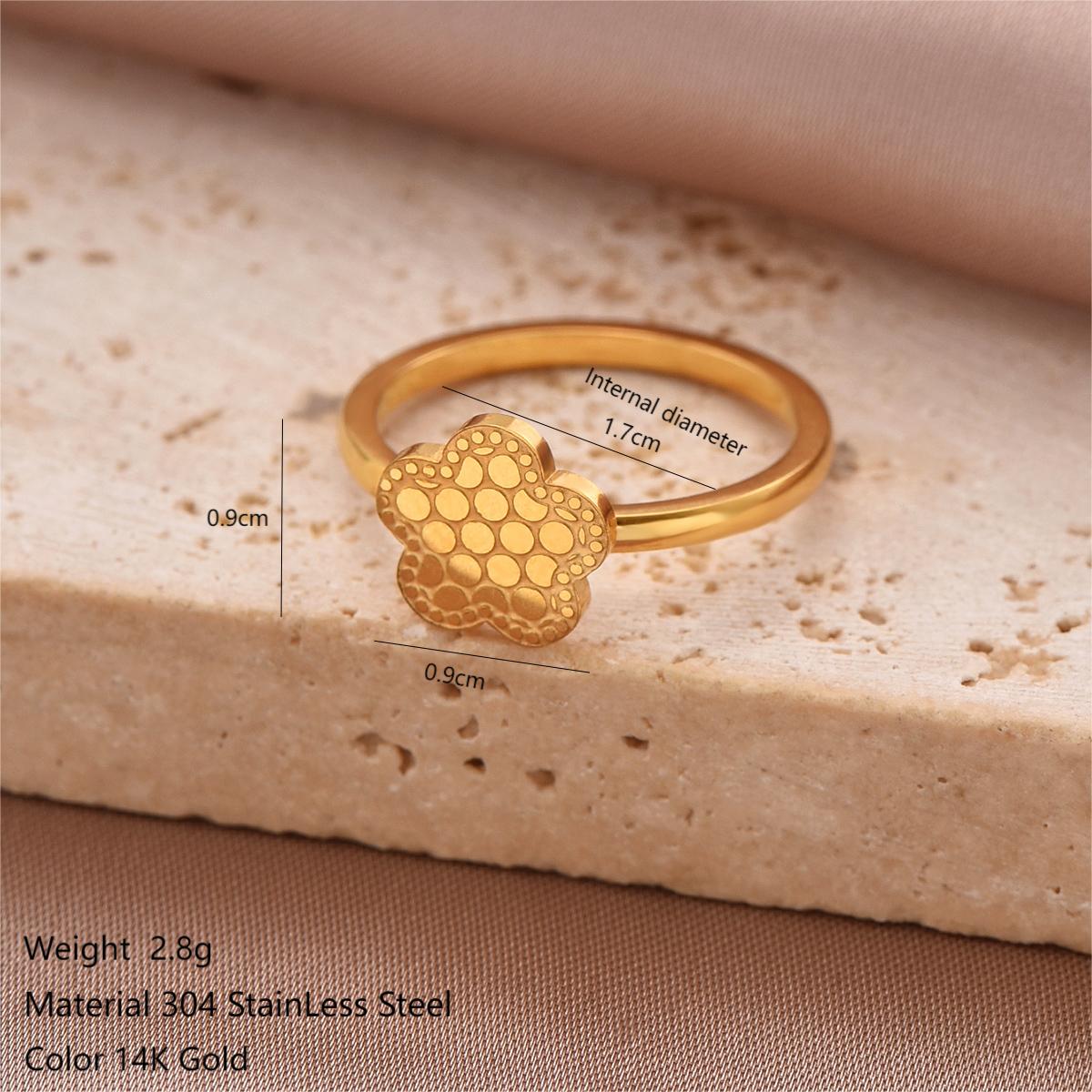 Simple Style Solid Color Classic Style Cross Heart Shape Crown Stainless Steel 14k Gold Plated Rings