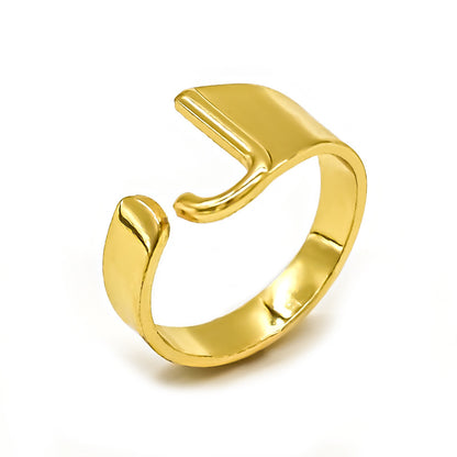 Vintage Style Geometric Letter Alloy Plating Unisex Open Rings