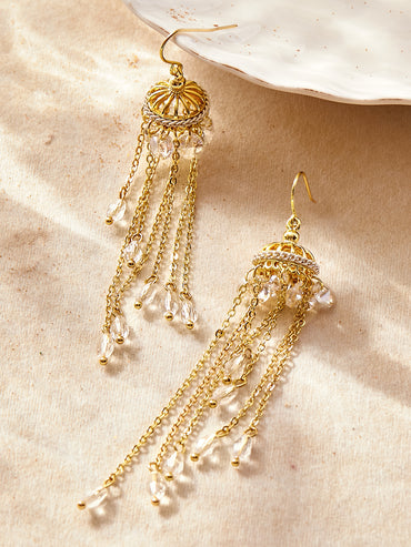 1 Pair Elegant Vintage Style Tassel Copper Drop Earrings