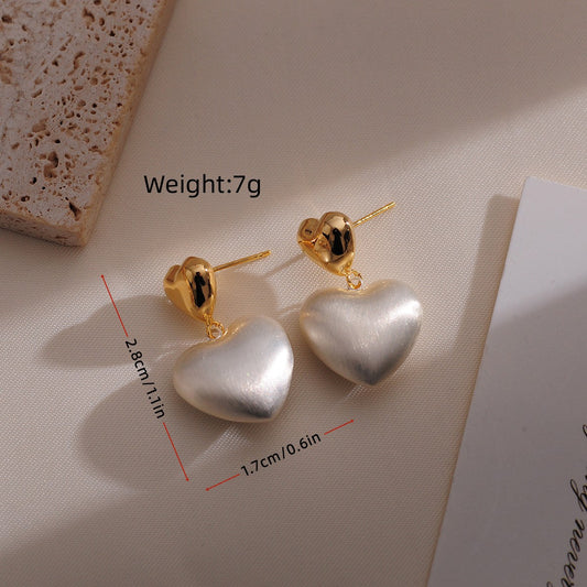 1 Pair Elegant Simple Style Heart Shape Pearl Plating Copper 18k Gold Plated Drop Earrings