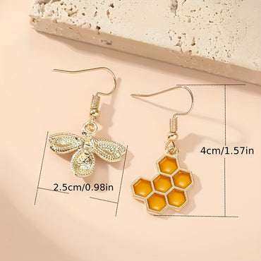 1 Pair Casual Cute Bee Enamel Alloy Drop Earrings