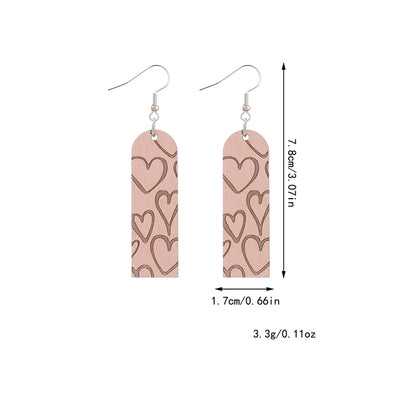 1 Pair Simple Style Heart Shape Wood Drop Earrings