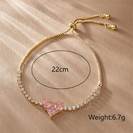 Simple Style Korean Style Heart Shape Copper Inlay Zircon Bracelets