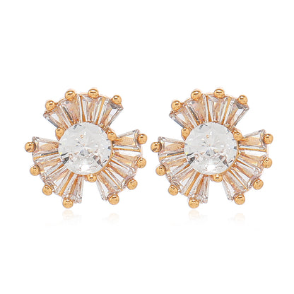 1 Pair Classic Style Round Plating Inlay Alloy Rhinestones Gold Plated Ear Studs