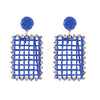 1 Pair Bohemian Rectangle Inlay Alloy Raffia Rhinestones Drop Earrings