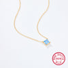 Elegant Luxurious Square Sterling Silver Plating Inlay Zircon 18k Gold Plated Pendant Necklace