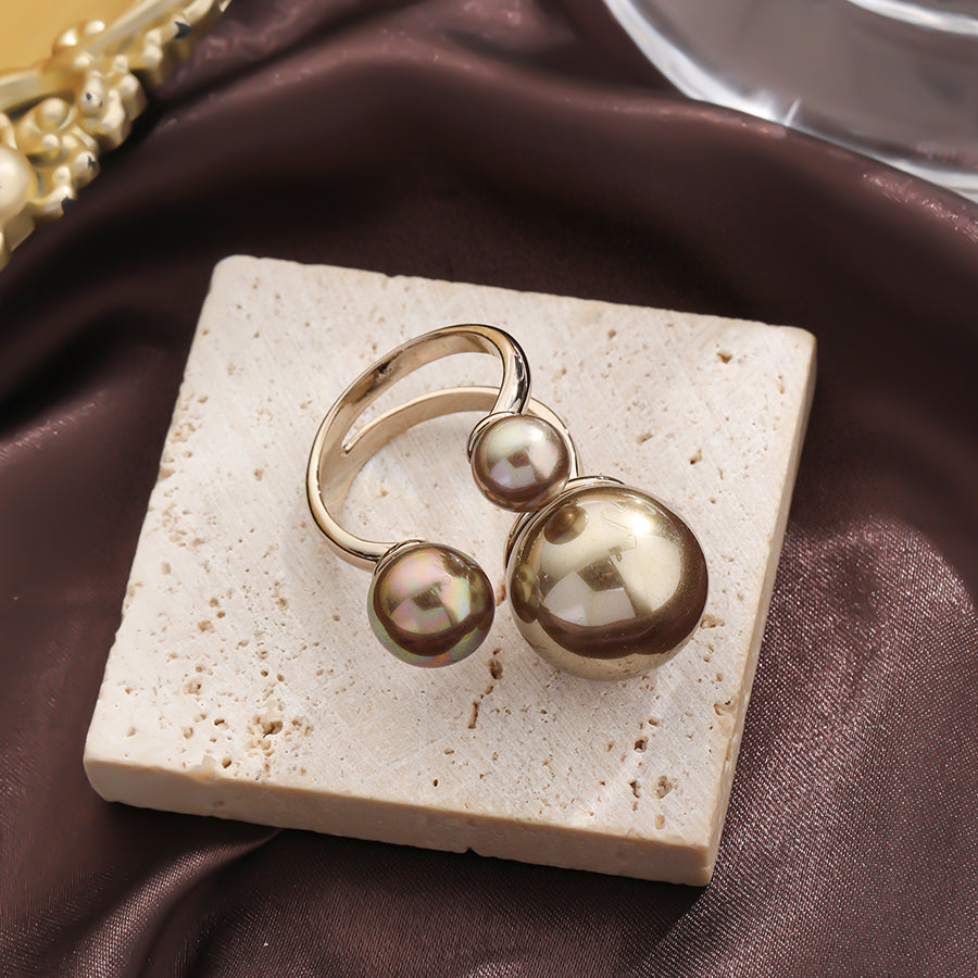 Elegant Luxurious Solid Color Alloy Inlay Artificial Pearls Women's Rings