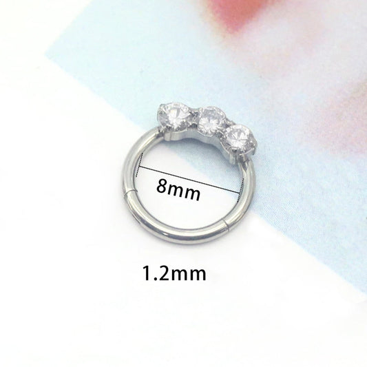 Cute Sweet Solid Color Stainless Steel Zircon Nose Ring In Bulk