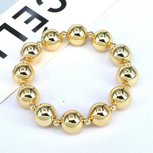 Vintage Style Simple Style Round Copper Beaded Plating 18k Gold Plated Bracelets