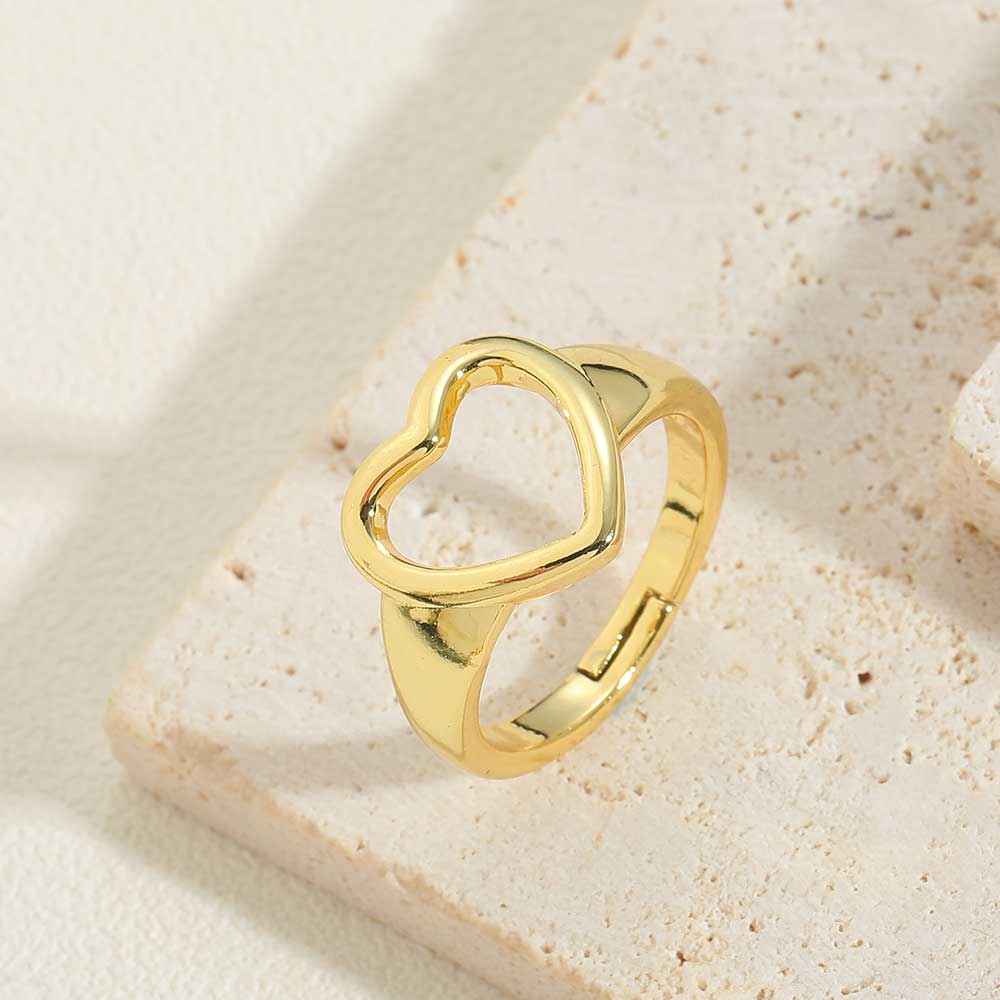 Vintage Style Simple Style Commute Heart Shape Copper Plating 14k Gold Plated Open Rings