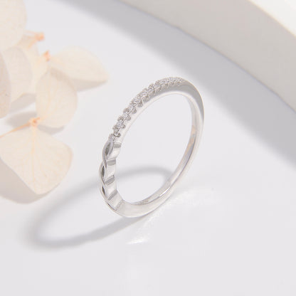 Ig Style Cute Sweet Twist Sterling Silver Plating Hollow Out Inlay Zircon White Gold Plated Rhodium Plated Rings