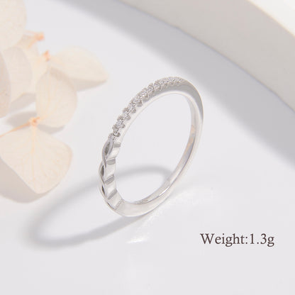 Ig Style Cute Sweet Twist Sterling Silver Plating Hollow Out Inlay Zircon White Gold Plated Rhodium Plated Rings