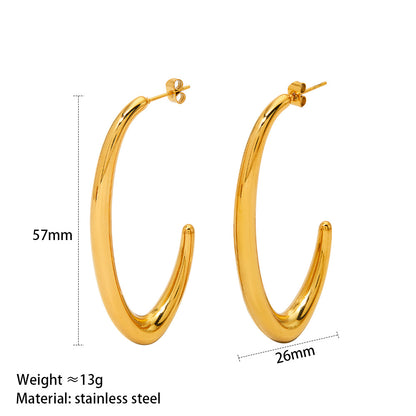 1 Pair Simple Style Classic Style C Shape Polishing Plating Stainless Steel 14k Gold Plated White Gold Plated Gold Plated Earrings