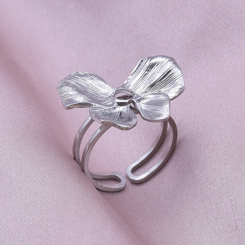 Ig Style Simple Style Flower Stainless Steel Plating 18k Gold Plated Open Rings