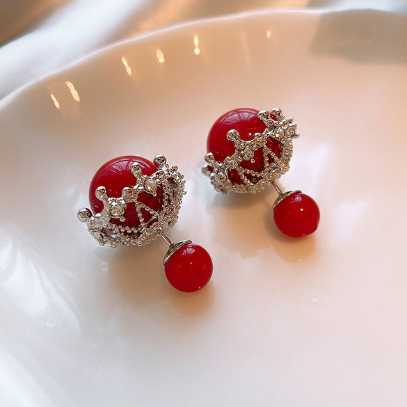 1 Pair Baroque Style Heart Shape Flower Tassel Inlay Alloy Artificial Pearls Rhinestones Drop Earrings