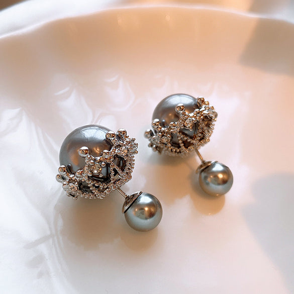 1 Pair Baroque Style Heart Shape Flower Tassel Inlay Alloy Artificial Pearls Rhinestones Drop Earrings