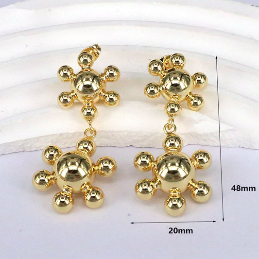 1 Pair Retro Simple Style Streetwear Flower Ginkgo Leaf Plating Copper 18k Gold Plated Drop Earrings