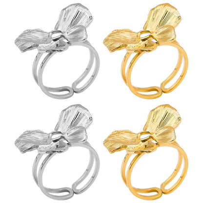 Ig Style Simple Style Flower Stainless Steel Plating 18k Gold Plated Open Rings