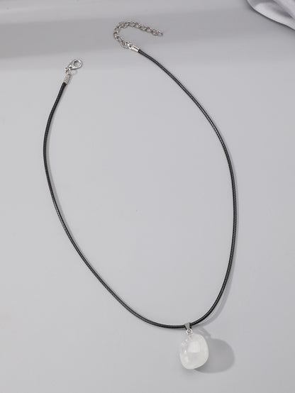 Simple Style Geometric Natural Stone Solitaire Necklace