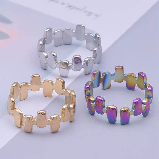 Retro Geometric Stainless Steel Plating 18k Gold Plated Rings