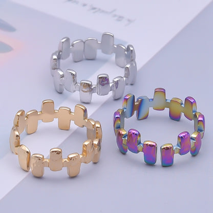 Retro Geometric Stainless Steel Plating 18k Gold Plated Rings