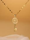 Simple Style Key Stainless Steel Plating Hollow Out Inlay Zircon 18k Gold Plated Pendant Necklace