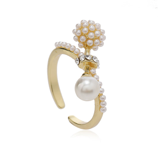 Simple Style Pearl Alloy Pearl Unisex Open Rings